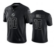 Wholesale Cheap Men's Miami Dolphins #10 Tyreek Hill Black Reflective Limited Stitched Football Jersey
