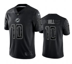 Wholesale Cheap Men\'s Miami Dolphins #10 Tyreek Hill Black Reflective Limited Stitched Football Jersey