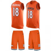 Wholesale Cheap Nike Broncos #18 Peyton Manning Orange Team Color Men's Stitched NFL Limited Tank Top Suit Jersey