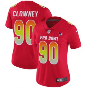 Wholesale Cheap Nike Texans #90 Jadeveon Clowney Red Women\'s Stitched NFL Limited AFC 2018 Pro Bowl Jersey