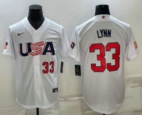 Cheap Men\'s USA Baseball #33 Lance Lynn Number 2023 White World Baseball Classic Stitched Jersey