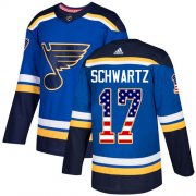 Wholesale Cheap Adidas Blues #17 Jaden Schwartz Blue Home Authentic USA Flag Stitched NHL Jersey