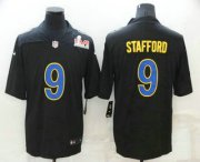 Wholesale Cheap Men's Los Angeles Rams #9 Matthew Stafford Black 2022 Super Bowl LVI Vapor Untouchable Stitched Limited Fashion Jersey