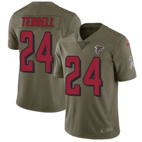 Wholesale Cheap Nike Falcons #24 A.J. Terrell Olive Men\'s Stitched NFL Limited 2017 Salute To Service Jersey