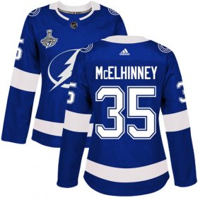 Cheap Adidas Lightning #35 Curtis McElhinney Blue Home Authentic Women\'s 2020 Stanley Cup Champions Stitched NHL Jersey