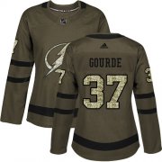 Cheap Adidas Lightning #37 Yanni Gourde Green Salute to Service Women's Stitched NHL Jersey