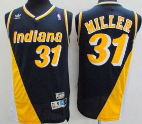Wholesale Cheap Men\'s Indiana Pacers #31 Reggie Miller Navy Blue With Yellow Hardwood Classics Soul Swingman Throwback Jersey