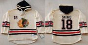 Wholesale Cheap Blackhawks #18 Denis Savard Cream Heavyweight Pullover Hoodie Stitched NHL Jersey