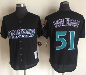 Wholesale Cheap Mitchell And Ness 1999 Diamondbacks #51 Randy Johnson Black Throwback Stitched MLB Jersey