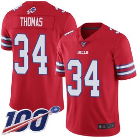 Wholesale Cheap Nike Bills #34 Thurman Thomas Red Men\'s Stitched NFL Limited Rush 100th Season Jersey