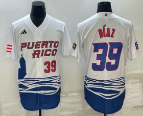 Cheap Men\'s Puerto Rico Baseball #39 Edwin Diaz Number 2023 White World Baseball Classic Stitched Jerseys