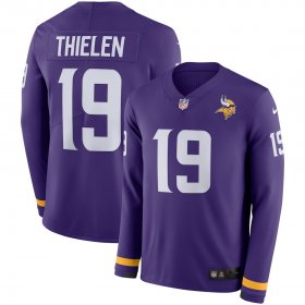 Wholesale Cheap Men\'s Vikings #19 Adam Thielen Purple Team Color Men\'s Stitched NFL Limited Therma Long Sleeve Jersey