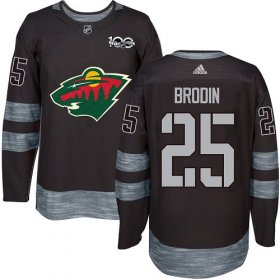 Wholesale Cheap Adidas Wild #25 Jonas Brodin Black 1917-2017 100th Anniversary Stitched NHL Jersey