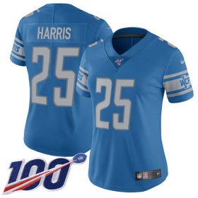 Wholesale Cheap Nike Lions #25 Will Harris Light Blue Team Color Women\'s Stitched NFL 100th Season Vapor Untouchable Limited Jersey