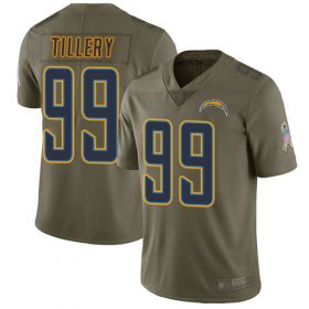 Wholesale Cheap Nike Chargers #99 Jerry Tillery Olive Men\'s Stitched NFL Limited 2017 Salute to Service Jersey