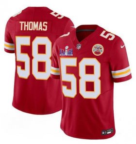 Cheap Men\'s Kansas City Chiefs #58 Derrick Thomas Red 2024 F.U.S.E. Super Bowl LVIII Patch Vapor Untouchable Limited Football Stitched Jersey