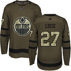 Wholesale Cheap Adidas Oilers #27 Milan Lucic Green Salute to Service Stitched Youth NHL Jersey