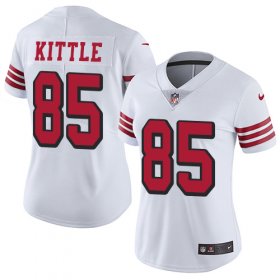Wholesale Cheap Nike 49ers #85 George Kittle White Rush Women\'s Stitched NFL Vapor Untouchable Limited Jersey