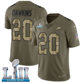 Wholesale Cheap Nike Eagles #20 Brian Dawkins Olive/Camo Super Bowl LII Men\'s Stitched NFL Limited 2017 Salute To Service Jersey