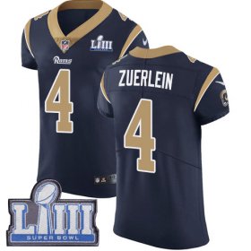 Wholesale Cheap Nike Rams #4 Greg Zuerlein Navy Blue Team Color Super Bowl LIII Bound Men\'s Stitched NFL Vapor Untouchable Elite Jersey