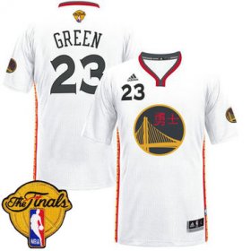 Wholesale Cheap Men\'s Warriors #23 Draymond Green White 2017 Chinese New Year The Finals Patch Stitched NBA Jersey