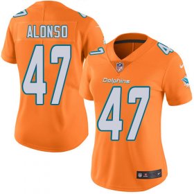 Wholesale Cheap Nike Dolphins #47 Kiko Alonso Orange Women\'s Stitched NFL Limited Rush Jersey
