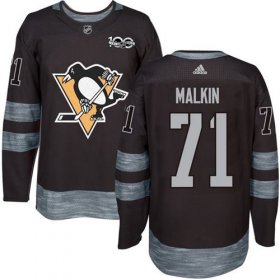 Wholesale Cheap Adidas Penguins #71 Evgeni Malkin Black 1917-2017 100th Anniversary Stitched NHL Jersey