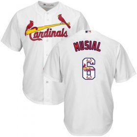Wholesale Cheap Cardinals #6 Stan Musial White Team Logo Fashion Stitched MLB Jersey