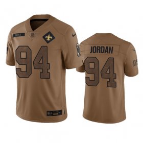 Wholesale Cheap Men\'s New Orleans Saints #94 Cameron Jordan 2023 Brown Salute To Service Limited Football Stitched Jersey