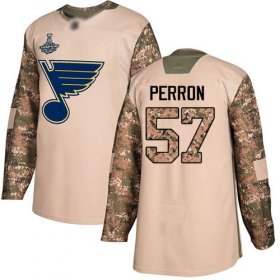 Wholesale Cheap Adidas Blues #57 David Perron Camo Authentic 2017 Veterans Day Stanley Cup Champions Stitched NHL Jersey