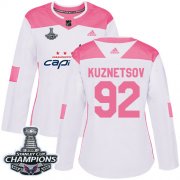 Wholesale Cheap Adidas Capitals #92 Evgeny Kuznetsov White/Pink Authentic Fashion Stanley Cup Final Champions Women's Stitched NHL Jersey