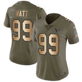 Wholesale Cheap Nike Texans #99 J.J. Watt Olive/Gold Women\'s Stitched NFL Limited 2017 Salute to Service Jersey