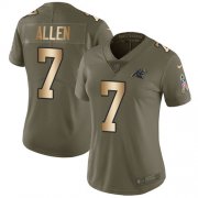 Wholesale Cheap Nike Panthers #7 Kyle Allen Olive/Gold Women's Stitched NFL Limited 2017 Salute to Service Jersey