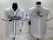 Wholesale Cheap Men's Dallas Cowboys White Team Big Logo With Patch Cool Base Stitched Baseball Jersey