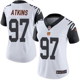 Wholesale Cheap Nike Bengals #97 Geno Atkins White Women\'s Stitched NFL Limited Rush Jersey