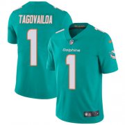 Wholesale Cheap Nike Dolphins #1 Tua Tagovailoa Aqua Green Team Color Men's Stitched NFL Vapor Untouchable Limited Jersey