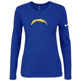 Wholesale Cheap Women\'s Nike Los Angeles Chargers Of The City Long Sleeve Tri-Blend NFL T-Shirt Blue
