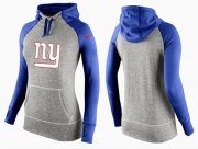 Wholesale Cheap Women's Nike New York Giants Performance Hoodie Grey & Blue_2