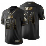 Wholesale Cheap Cleveland Browns #24 Nick Chubb Men's Nike Black Golden Limited NFL 100 Jersey