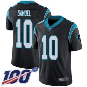 Wholesale Cheap Nike Panthers #10 Curtis Samuel Black Team Color Men\'s Stitched NFL 100th Season Vapor Limited Jersey