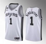 Wholesale Cheap Men's San Antonio Spurs #1 Victor Wembanyama White 2022-23 Association Edition With NO.6 Patch Stitched Basketball Jersey
