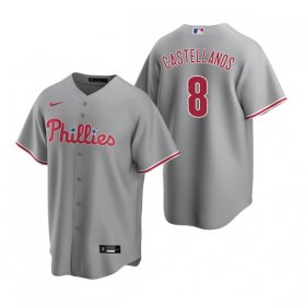 Wholesale Cheap Men\'s Philadelphia Phillies #8 Nick Castellanos Gray Cool Base Stitched Jersey