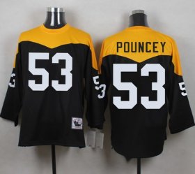 Wholesale Cheap Mitchell And Ness 1967 Steelers #53 Maurkice Pouncey Black/Yelllow Throwback Men\'s Stitched NFL Jersey