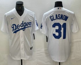 Cheap Men\'s Los Angeles Dodgers #31 Tyler Glasnow White Stitched Cool Base Nike Jerseys