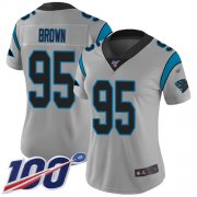 Wholesale Cheap Nike Panthers #95 Derrick Brown Silver Women's Stitched NFL Limited Inverted Legend 100th Season Jersey