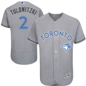Wholesale Cheap Blue Jays #2 Troy Tulowitzki Grey Flexbase Authentic Collection Father\'s Day Stitched MLB Jersey