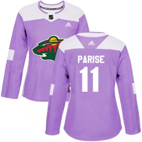 Wholesale Cheap Adidas Wild #11 Zach Parise Purple Authentic Fights Cancer Women\'s Stitched NHL Jersey