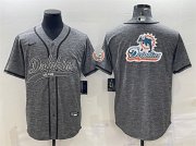 Wholesale Cheap Men's Miami Dolphins Gray Team Big Logo With Patch Cool Base Stitched Baseball Jersey
