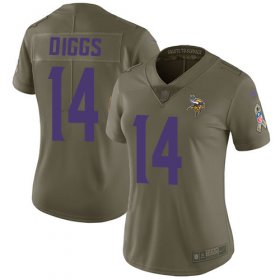 Wholesale Cheap Nike Vikings #14 Stefon Diggs Olive Women\'s Stitched NFL Limited 2017 Salute to Service Jersey