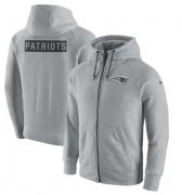 Wholesale Cheap Men's New England Patriots Nike Ash Gridiron Gray 2.0 Full-Zip Hoodie